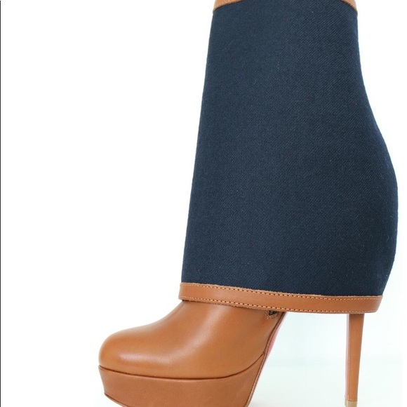 Louboutin harmony Mm brown navy platform boots. - Picture 2 of 8